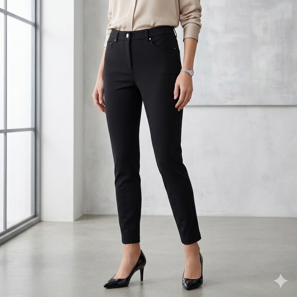 Soma Black Slim Leg Tapered Stretch Pants Womens‎ Size Medium 5-Pocket Mid Rise